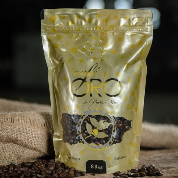 Cafe Oro Whole Beans 8.8oz, 100% Puerto Rican Coffee (8.8oz Bag)
