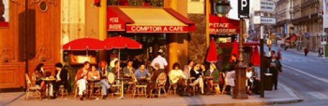Cafe Paris France Canvas Art - Panoramic Images (18 x 6)