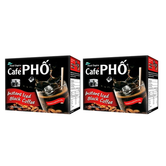 Cafe Pho Vietnamese Instant Coffee Mix, Iced Black Coffee, Cafe Den Da, Single Serve Coffee Packets, Box of 9 Sachets, Pack of 2