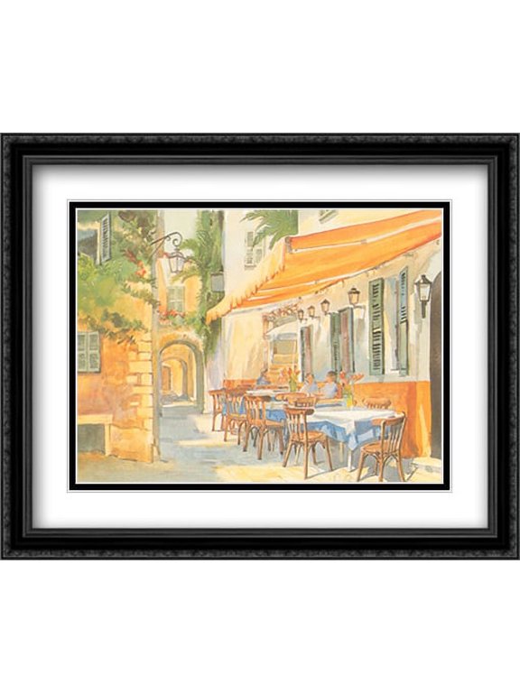 Cafe Provence 2x Matted 32x24 Large Black Ornate Framed Art Print by Paul immons