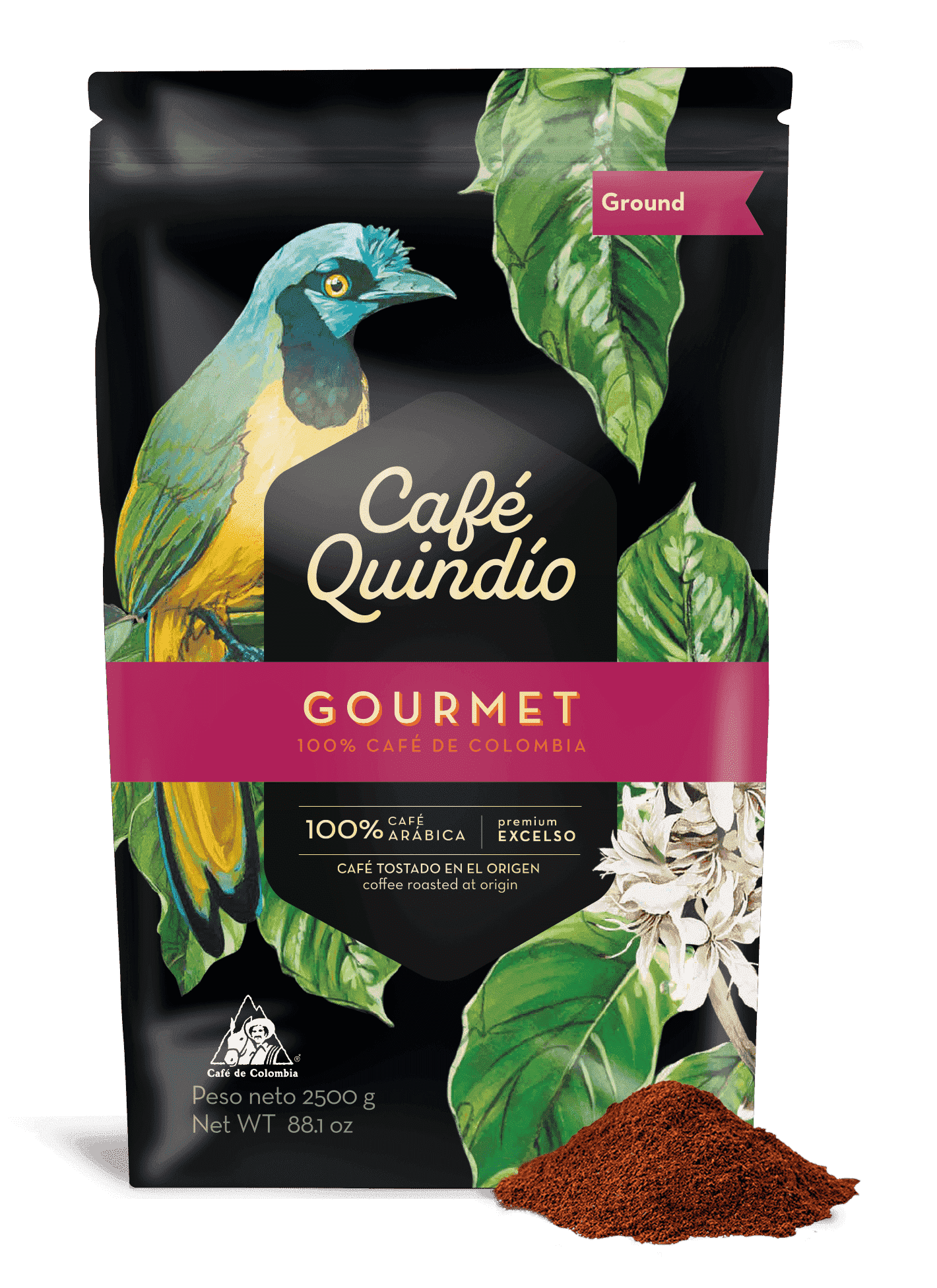 Cafe Quindio Gourmet - Medium Roast 100% Colombian Excelso Ground Arabica Coffee - 88 Ounce Bag (2500g)
