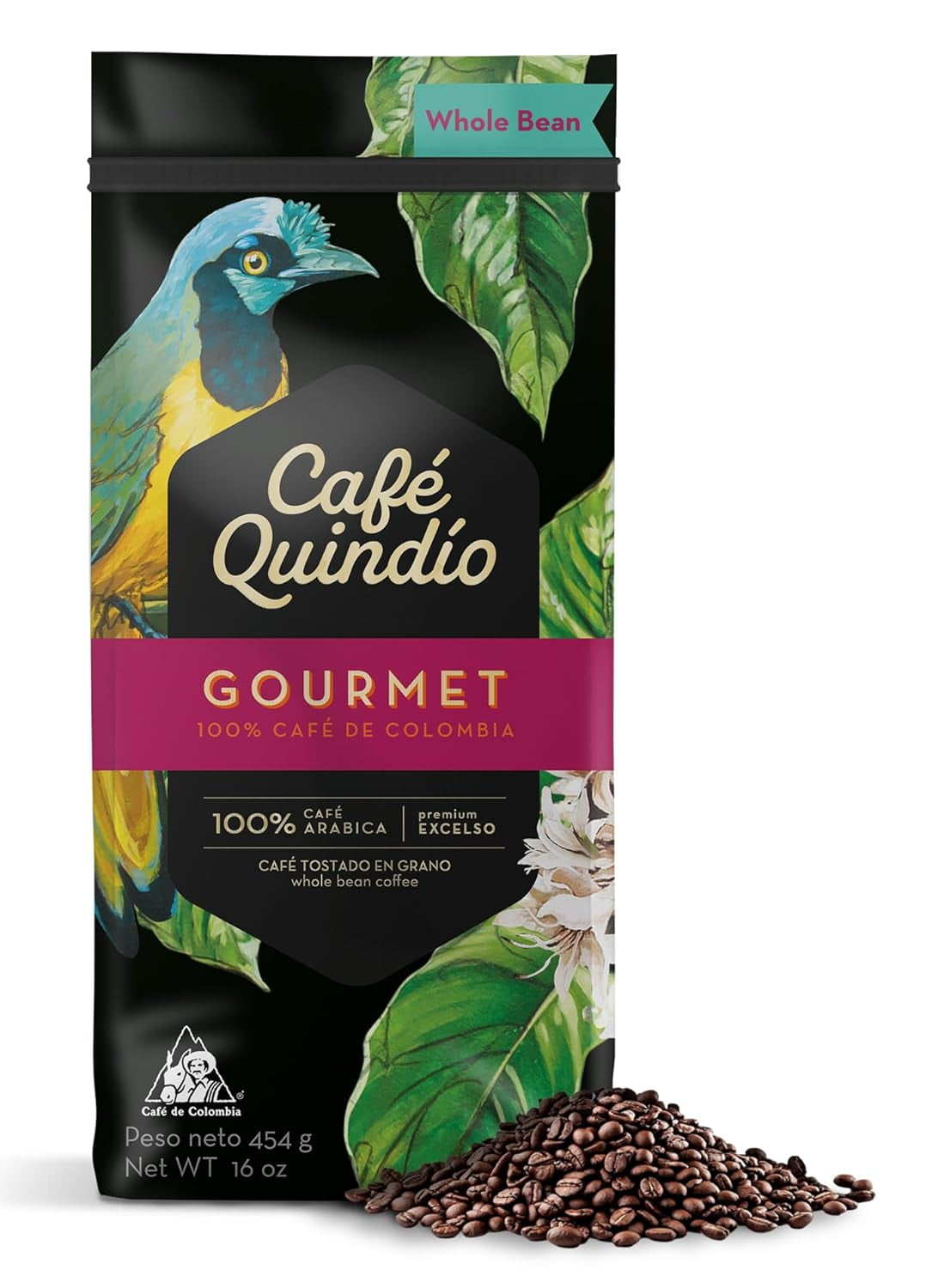 Cafe Quindio Gourmet Whole Bean Coffee, Medium Roast Colombian