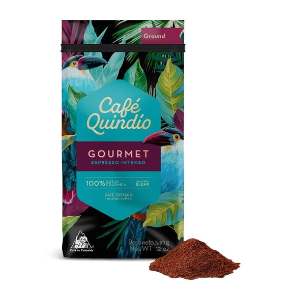 Cafe Quindio Medium-Dark Roast 100% Colombian Excelso Ground Arabica Coffee - Gourmet Espresso Intense - 12 Ounce (Pack of 1)