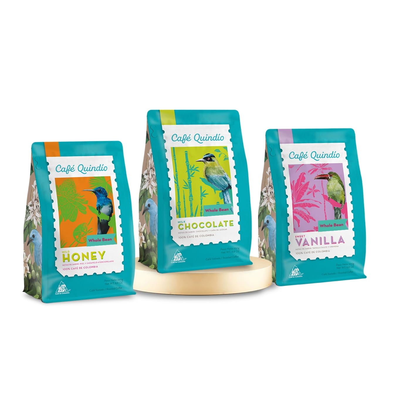 Cafe Quindio Specialty Harvest - 100% Colombian Excelso Arabica Whole Bean Coffee (8.8 Ounce (Pack of 3), Multiflavor)