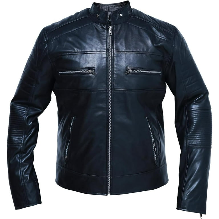 Cafe Racer Leather Jacket Men Biker Motorcycle Winter Stylish