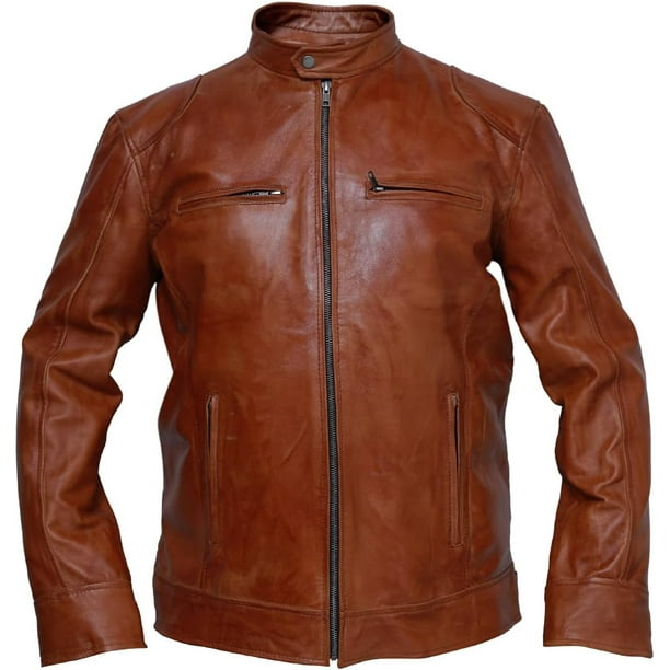 Cafe Racer Leather Jacket Men Biker Motorcycle Winter Stylish