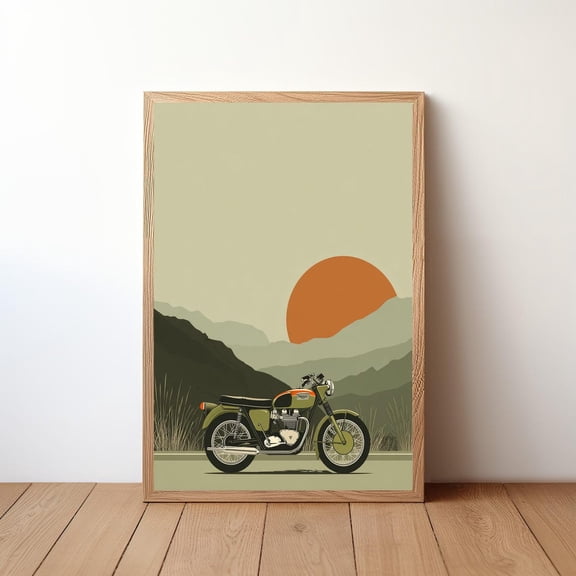 Cafe Racer Minimalist Motorcycle Motorbike Artwork, Unframed Poster