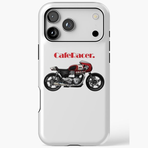 Cafe Racer Motorcycle Illustration for iPhone Case 11 to 17 Pro Max