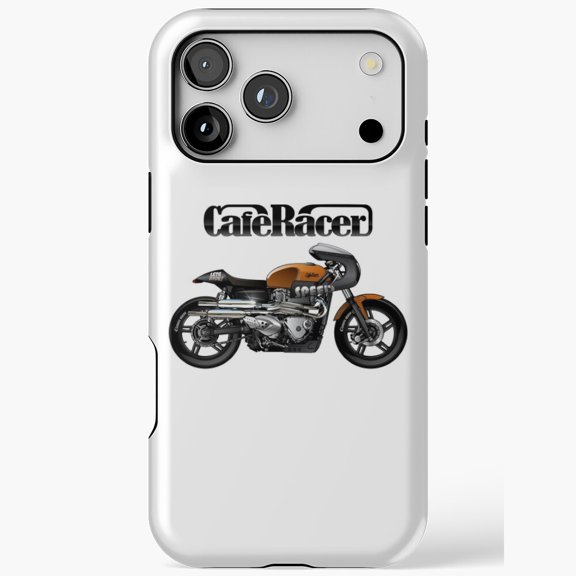 Cafe Racer Motorcycle Illustration for iPhone Case 11 to 17 Pro Max