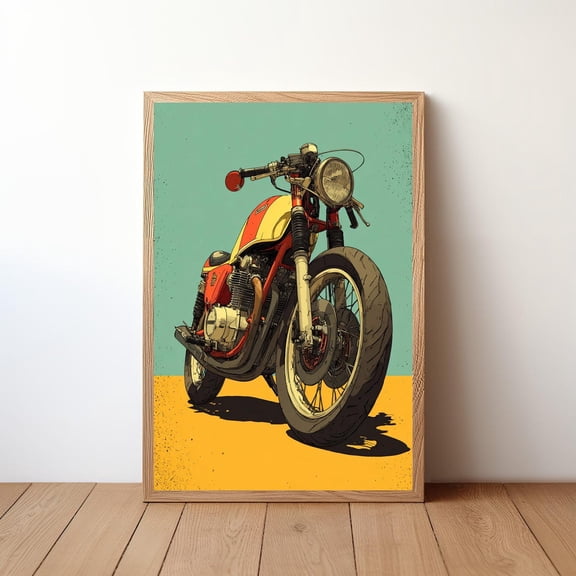 Cafe Racer Motorcycle Minimalist Motorcycle Wall Art, Unframed Canvas
