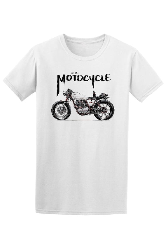 Cafe Racer Motorcycle White T-Shirt Men -Image by Shutterstock, Male Small