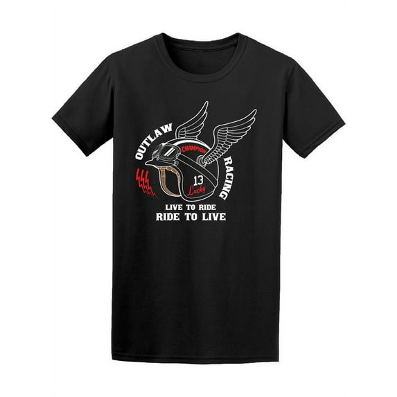 Cafe Racer Outlaw Racing Helmet T-Shirt Men -Image by Shutterstock, Male Small
