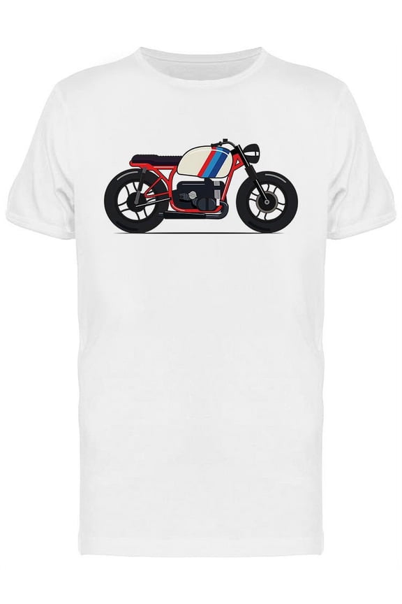 Cafe Racer Red Motorcycle T-Shirt Men -Image by Shutterstock, Male Medium