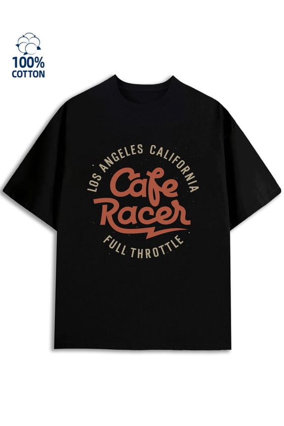 Cafe Racer Tee for men Los Angeles 180G 100% Cotton black cut usa Classic Unisex Shirt Graphic tshirts Original Unisex Shirt Crewneck tshirts Vintage Unisex Shirt Printed tshirts