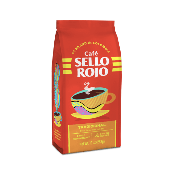 Cafe Sello Rojo Tradicional Coffee |Medium Roast Ground Coffee Bag | 10 Ounce