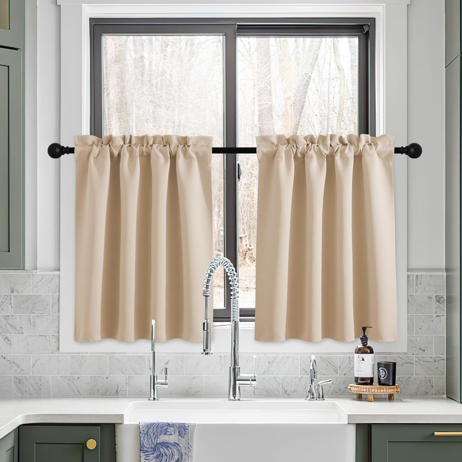 Cafe Short Curtains 24 Inch Blackout Window Curtain Decorated Valance