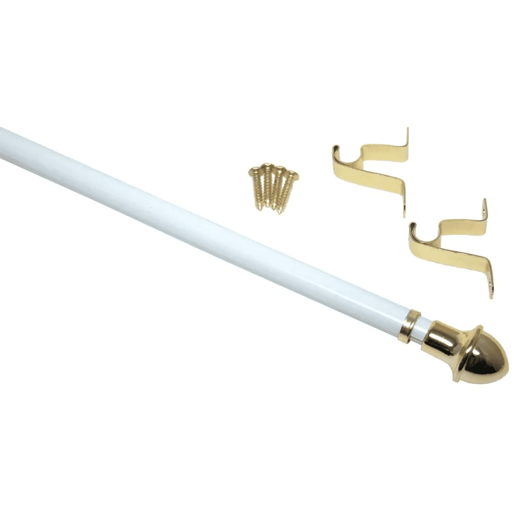 Adjustable White Steel Cafe Curtain Rod with Gold Accents, 48" - 86"