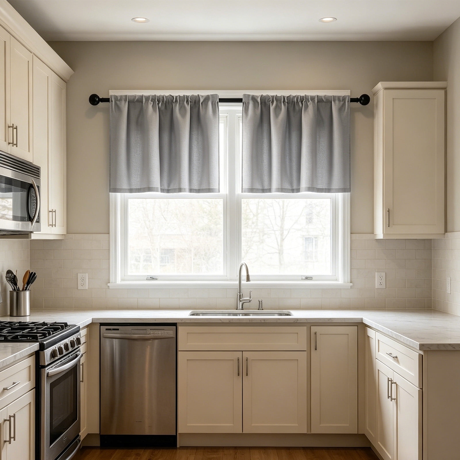 Cafe‑Style Rod Pocket Half Curtain, Double‑Sided Non‑Glossy Waterproof ...