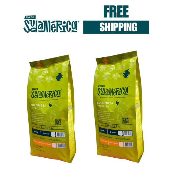 Cafe Sudamerica Medellin Cultura, Pack x2 Units 12 oz, 100% Colombian Arabica, Ground, Medium Roast