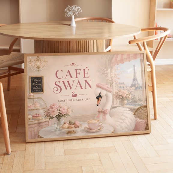Cafe Swan Paris Kitchen Wall Art Decor Unframed Paper Print