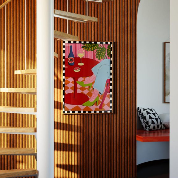 Cafe Table Retro Interior Maximalist Lifestyle Colorful Eclectic Poster Unframed Paper Print