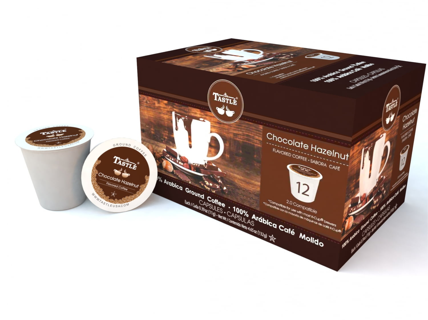 Cafe Tastle Chocolate Hazelnut Single Serve Coffee, 12 Count