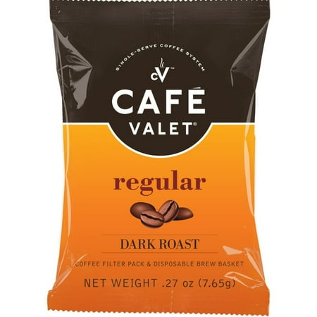 Cafe Valet Coffee, Regular, Coffee Filter Pack and Disposable Brew Basket, 84/Ctn