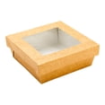thumbnail image 1 of Cafe Vision 27 oz Square Kraft Paper Medium Take Out Container - 5 1/4" x 5 1/4" x 2" - 200 count box, 1 of 2