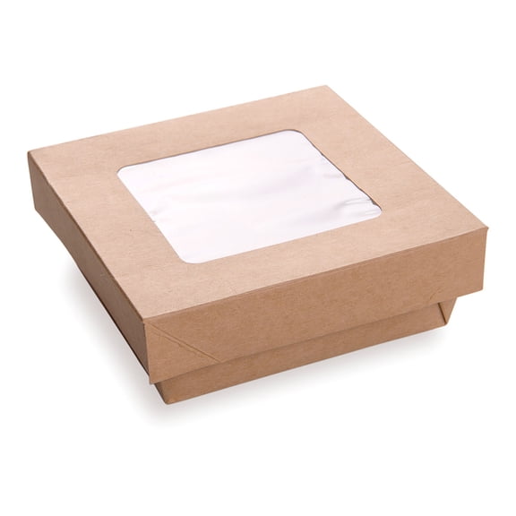 Cafe Vision 34 oz Square Kraft Paper Large Take Out Container - 6" x 6" x 2" - 200 count box