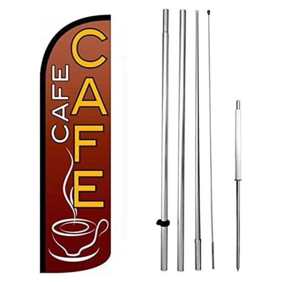 Cafe - Windless Swooper Flag Banner Sign Kit Dark Brown q-h