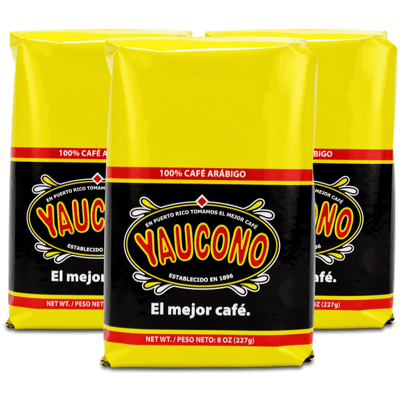 Yaucono Coffee Arabica Medium Roast Ground, 8 Ounce (Pack of 3)
