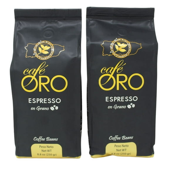Cafe de Oro de Puerto Rico - Puerto Rican Roasted 100% Arabica Coffee Beans by Cafe Oro Puerto Rico Inc - 8.8oz (2 packs)