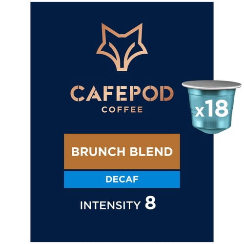 CafePod Decaf Brunch Blend Nespresso Compatible Aluminium Coffee Pods 18, 18 pods per pack, British Import (Pack of 3)