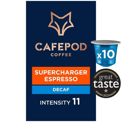 CafePod Decaf Supercharger Espresso Nespresso Compatible Coffee Pods, 10 pods per pack, British Import (Pack of 3)