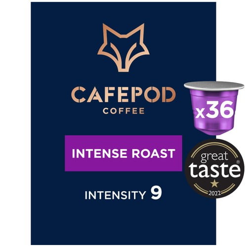 CafePod Intense Roast Nespresso Compatible Aluminium Coffee Pods, 36 pods per pack, British Import (Pack of 3)