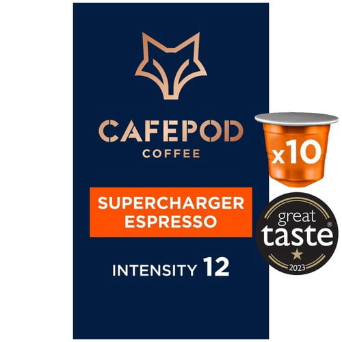 CafePod Supercharger Espresso Nespresso Compatible Aluminium Coffee Pods, 10 pods per pack, British Import (Pack of 3)