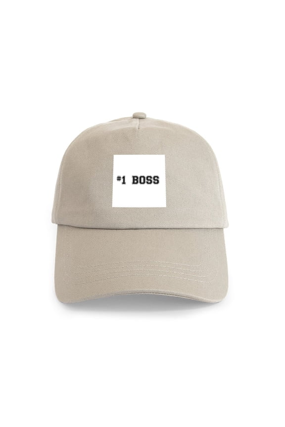 - #1 Boss Cap - Adjustable 100% Brushed Unisex Casual Cotton Baseball Cap, Beige, 1