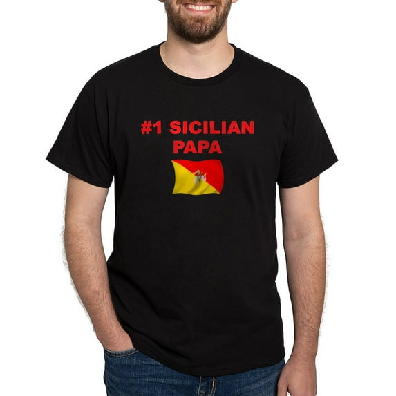 CafePress - #1 Sicilian Papa Dark T Shirt - Men's Classic Graphic Cotton T-Shirt