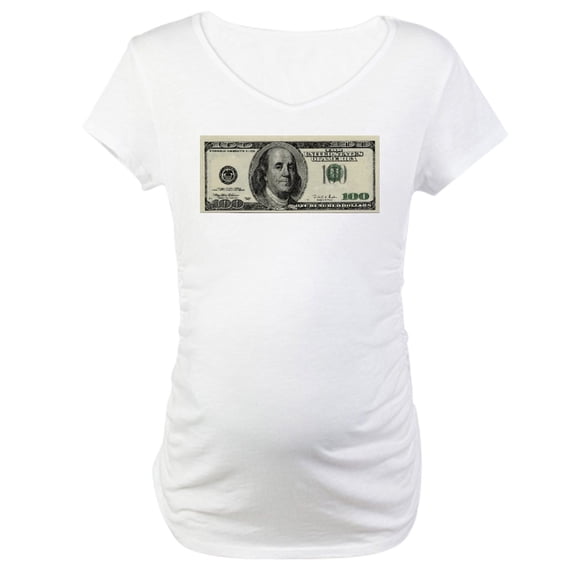 CafePress - 100 Dollar Bill Maternity T Shirt - Cotton Maternity T-shirt, Cute & Funny Pregnancy Tee
