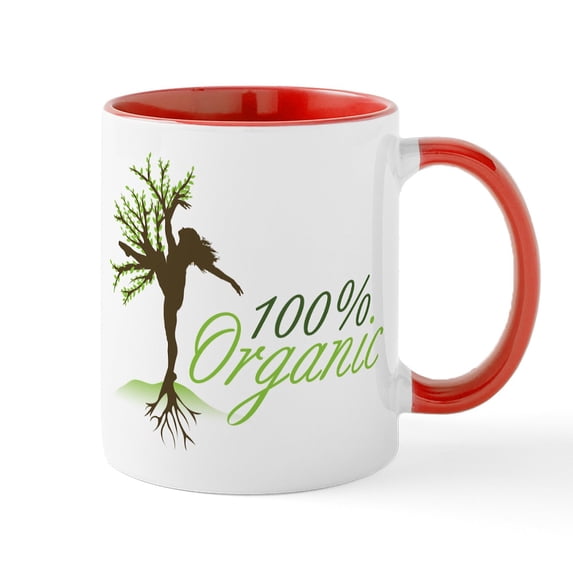 CafePress - 100% Organic Mug - 11 oz Ceramic Mug - Novelty Coffee Tea Cup