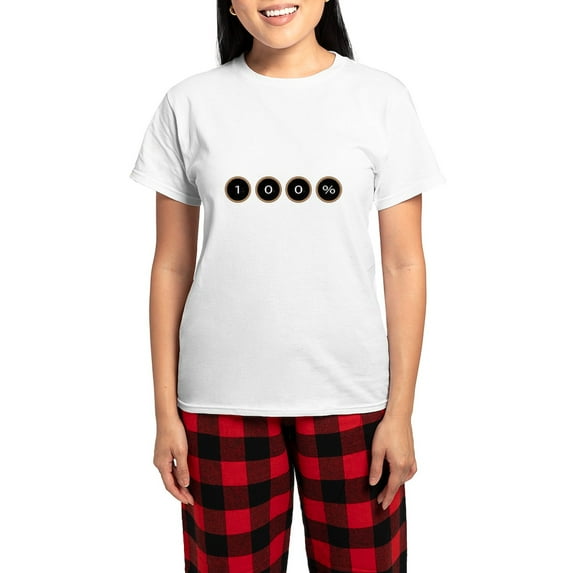 CafePress - 100 Percent Typewriter Keys Pajamas - Women's Short Sleeve Print T-Shirt and Pants Light Cotton Pajama Set