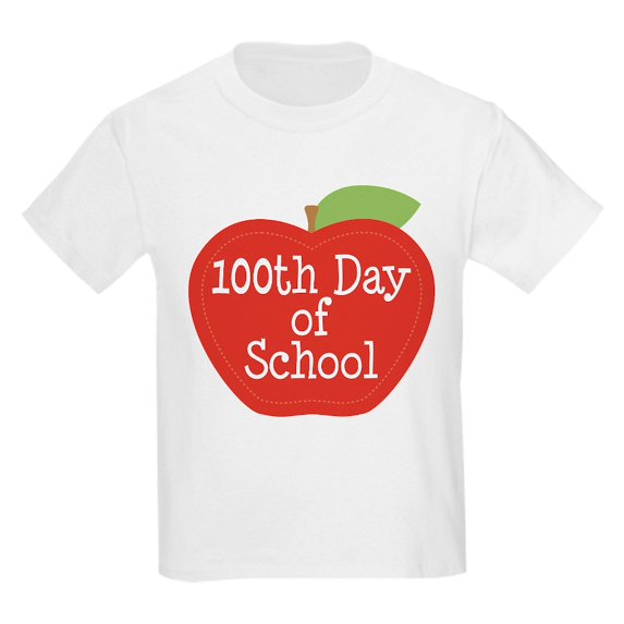 CafePress - 100Th Day Of School Red Apple Kids Light T Shirt - Light Classic Kids Graphic, Short Sleeve T-Shirt, Sizes XS-XL