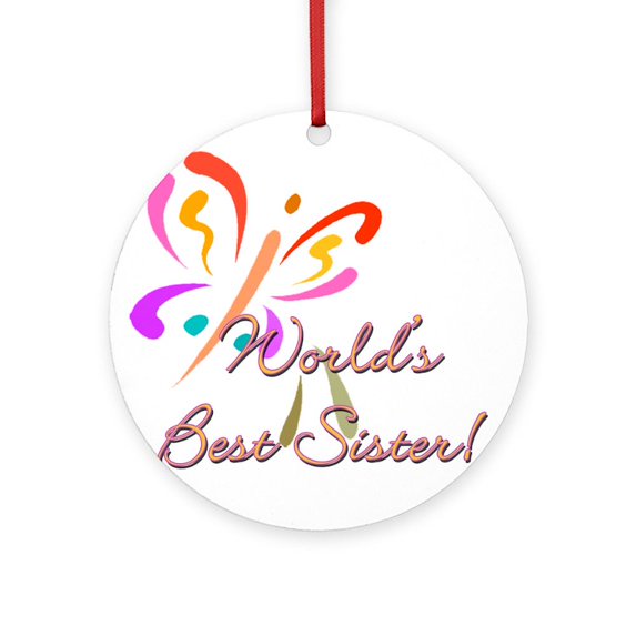 CafePress - 10X10_Apparel Worldbestsistercopy Ornament (Ro - Round Wood Ornament 4"