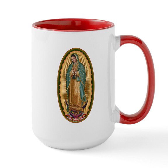 CafePress - 12 Lady Of Guadalupe Ceramic Mug - 15 oz Ceramic Large White Novelty Mug