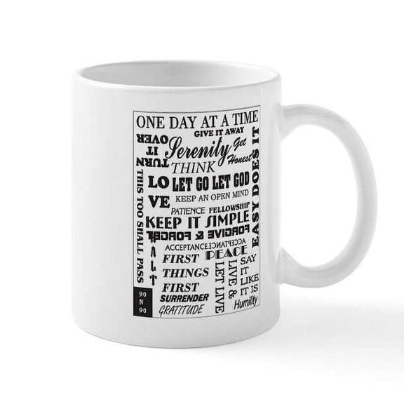 CafePress - 12 STEP SLOGANS Mug - 11 oz Ceramic Mug - Novelty Coffee Tea Cup