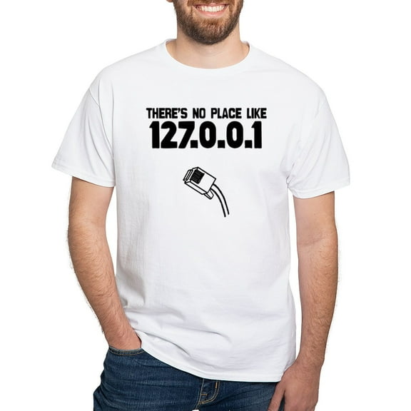 CafePress - 127.0.0.1 White T Shirt - Men's White Classic Cotton T-Shirts