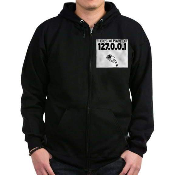 CafePress - 127.0.0.1 Zip Hoodie (Dark) - Zip Hoodie, Classic Hooded Sweatshirt with Metal Zipper