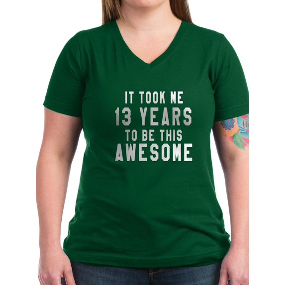 CafePress - 13 Years Birthday Desi Women's V Neck Dark T Shirt - Women's V-Neck Dark T-Shirt