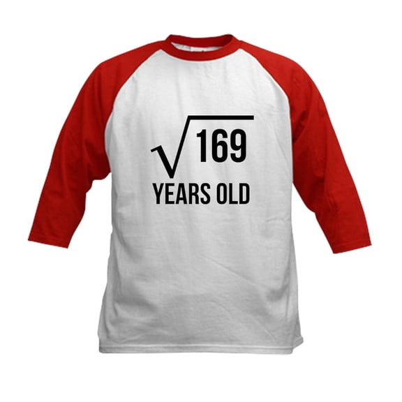 CafePress - 13 Years Old Square Root Baseball Jersey - Kids Cotton Baseball Jersey, 3/4 Sleeve Shirt