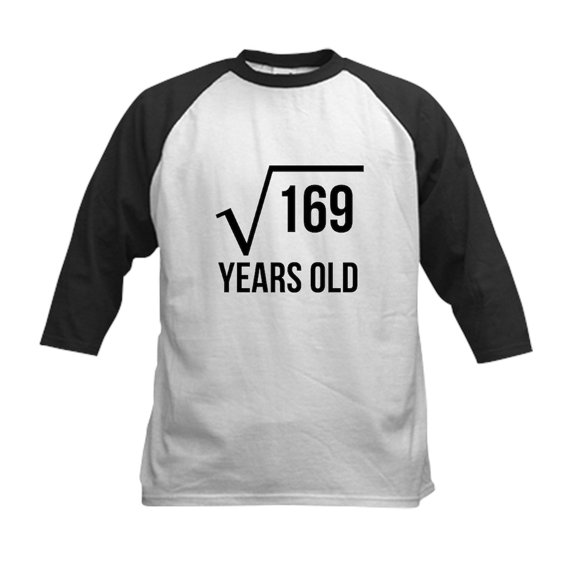 CafePress - 13 Years Old Square Root Baseball Jersey - Kids Cotton Baseball Jersey, 3/4 Sleeve Shirt